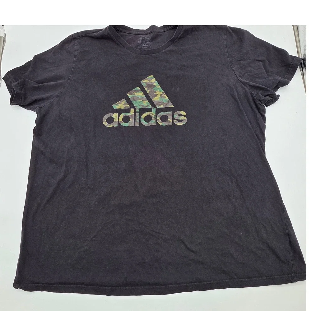 Adidas Graphic T-Shirt Mens 3XLT Black Camo Logo Short Sleeve Tee Streetwear
